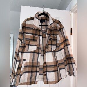Love Tree Tan and Cream Plaid Jacket